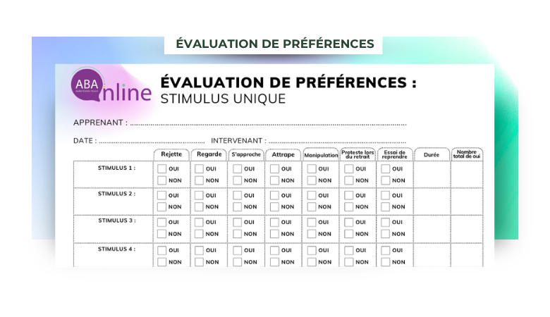 Évaluation de préférences : Stimulus Unique